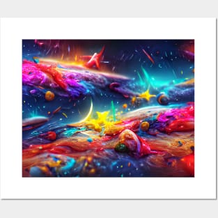 Colorful Universe with Stars Art Posters and Art